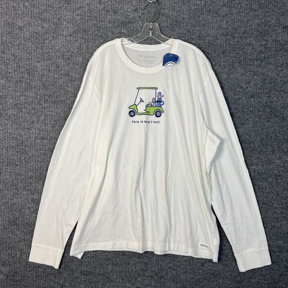 Life Is Good Men Crusher Lite T Shirt Sz XXXL White This Is How I Roll Golf Cart - Picture 1 of 9